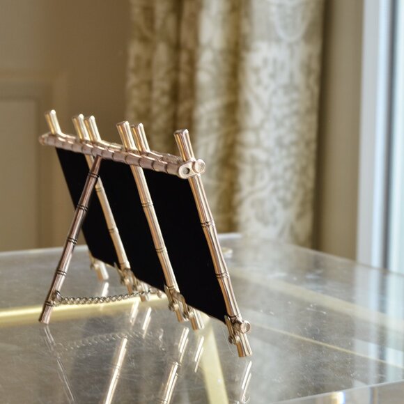 POTTERY BARN Metal Silver Bamboo Style Triple Frame - Picture 4 of 8